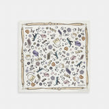 Coach Iconic Motifs Print Silk Square Scarf White