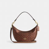 Coach Aria Shoulder Bag In Signature Canvas Gold Brown Copper