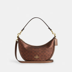 Coach Aria Shoulder Bag In Signature Canvas Gold Brown Copper
