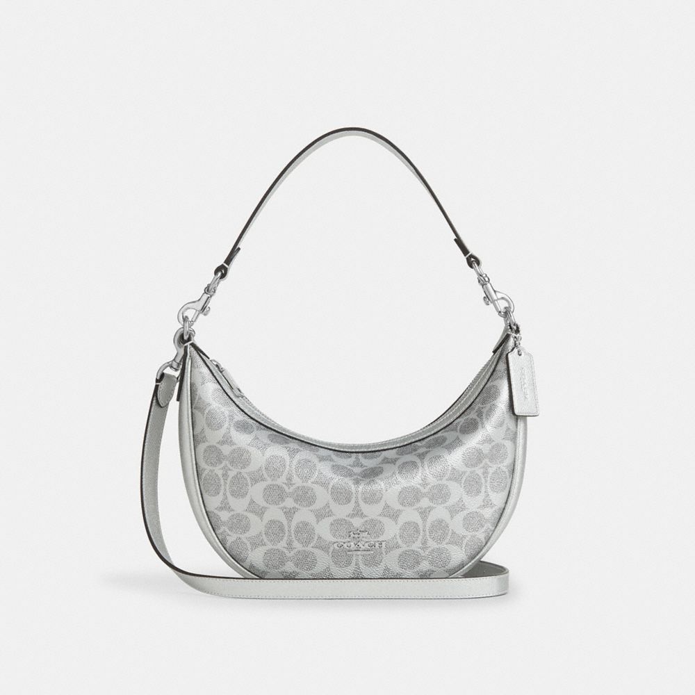Coach Aria Shoulder Bag In Signature Canvas Sv Gray Silver