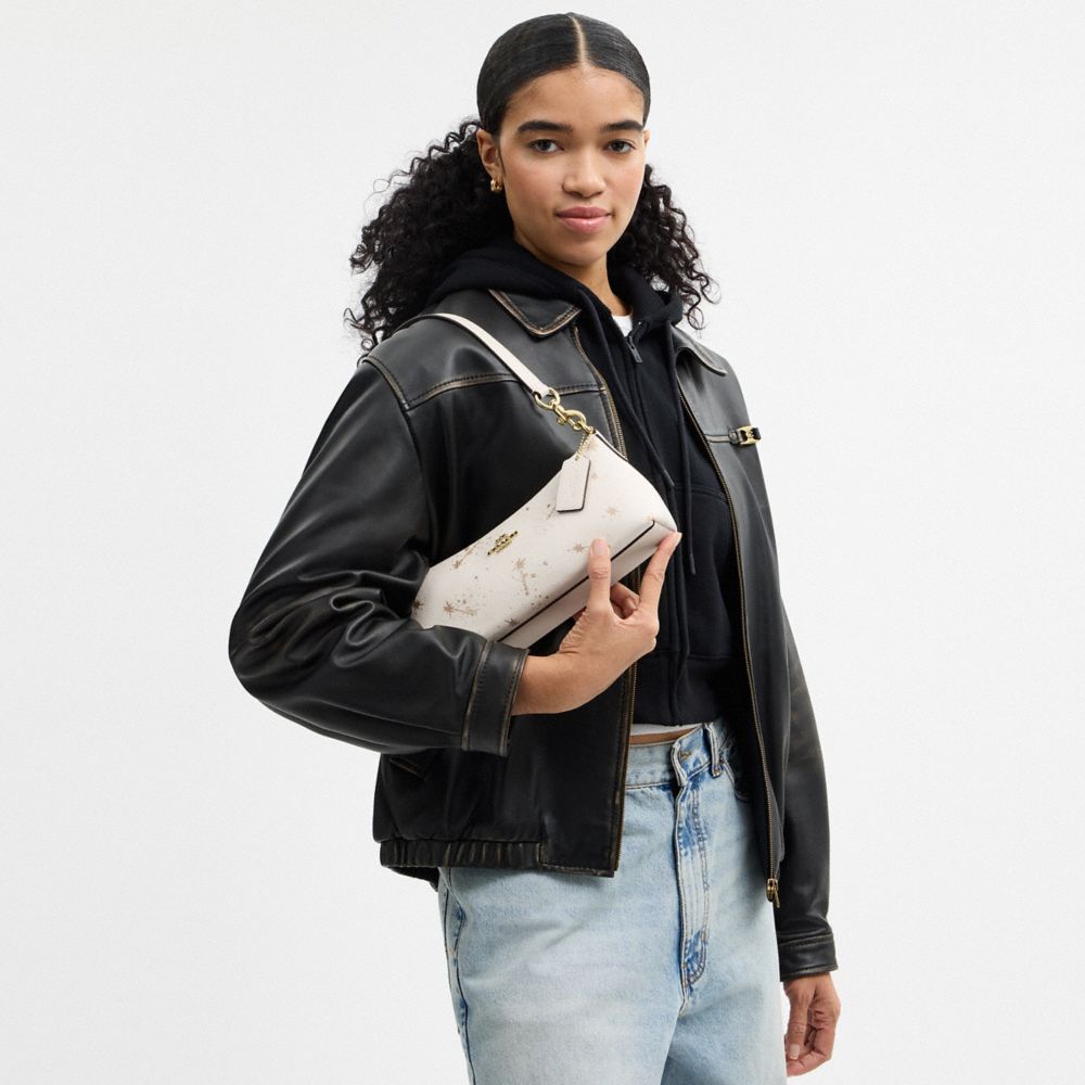 Coach Charlotte Shoulder Bag With Star Print Gold Chalk Multi