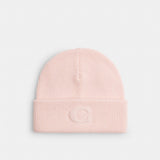 Coach Signature Embossed Knit Beanie Peach