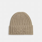 Coach Coach Script Knit Beanie Grey Birch
