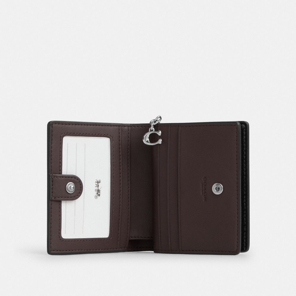 Coach Snap Wallet Silver Black