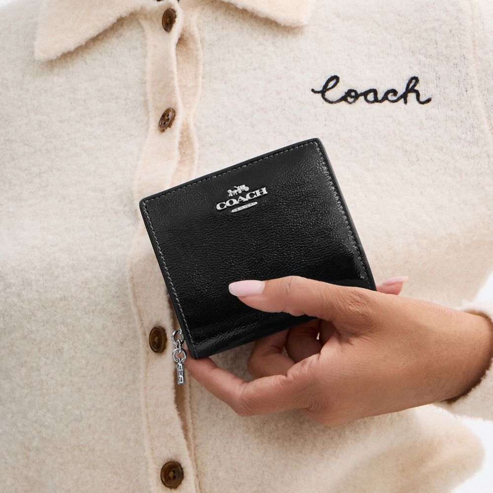 Coach Snap Wallet Silver Black