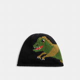 Coach Jumbo Rexy Print Knit Beanie Black