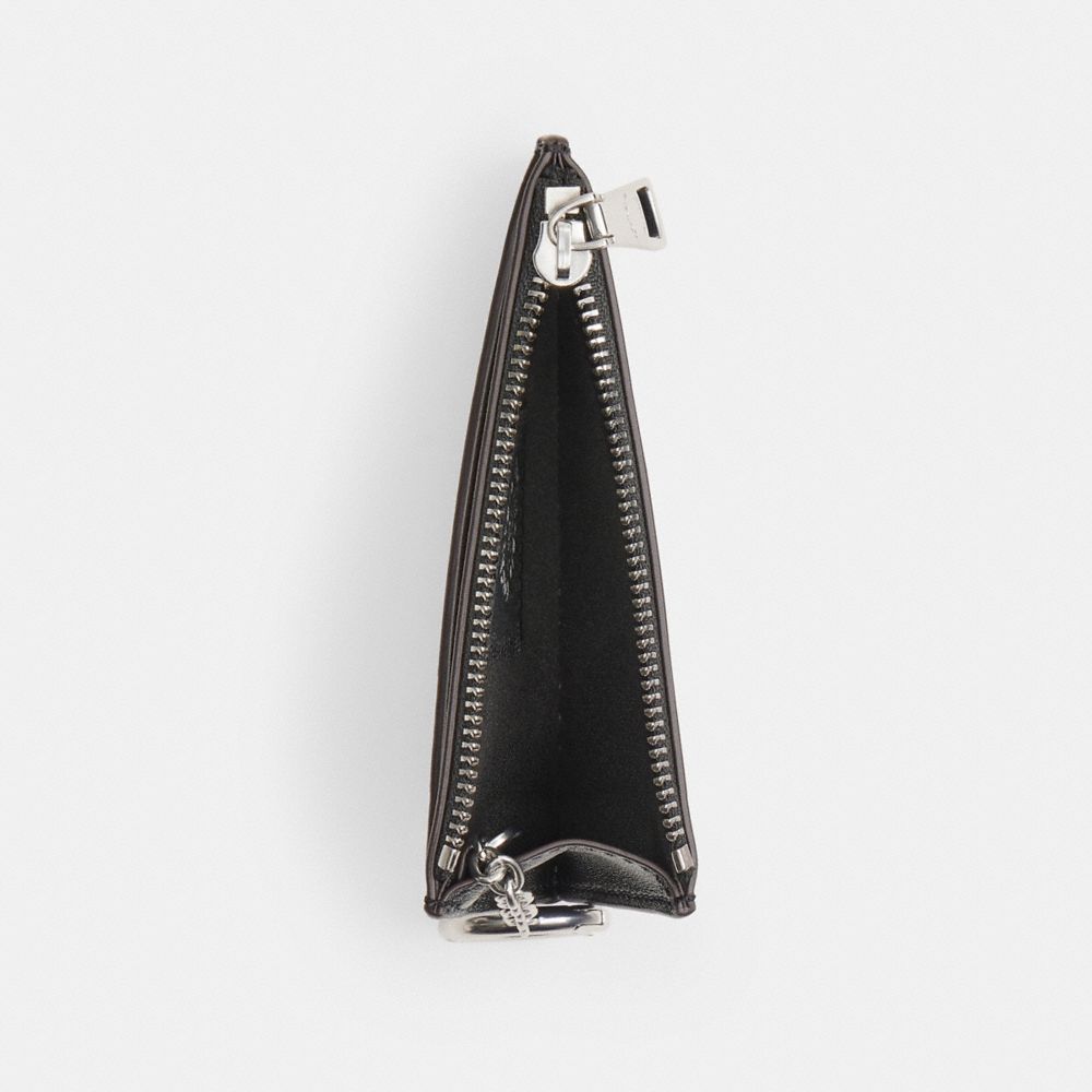 Coach Zip Card Case With Key Ring In Upcrafted Leather Black