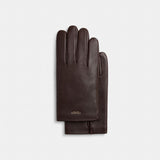 Coach Men's Leather Tech Gloves Maple