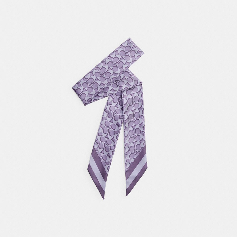 Coach Signature Silk Skinny Scarf Violet Mist