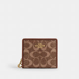 Coach Snap Wallet In Signature Chenille Gold Light Khaki Vintage Brown