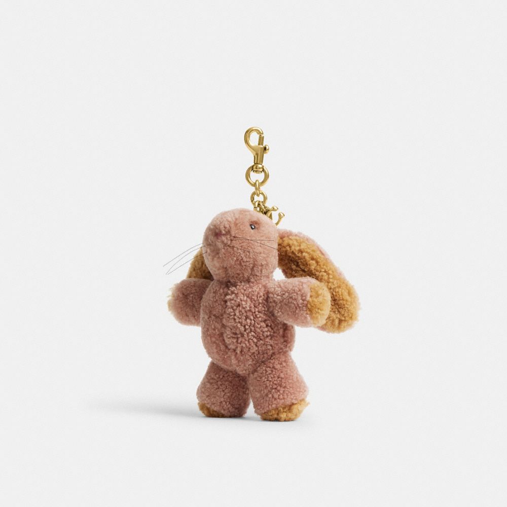 Coach Floppy Bag Charm In Shearling Brass Multi