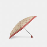 Coach Uv Protection Mini Umbrella With Floral Print Silver Sand Multi