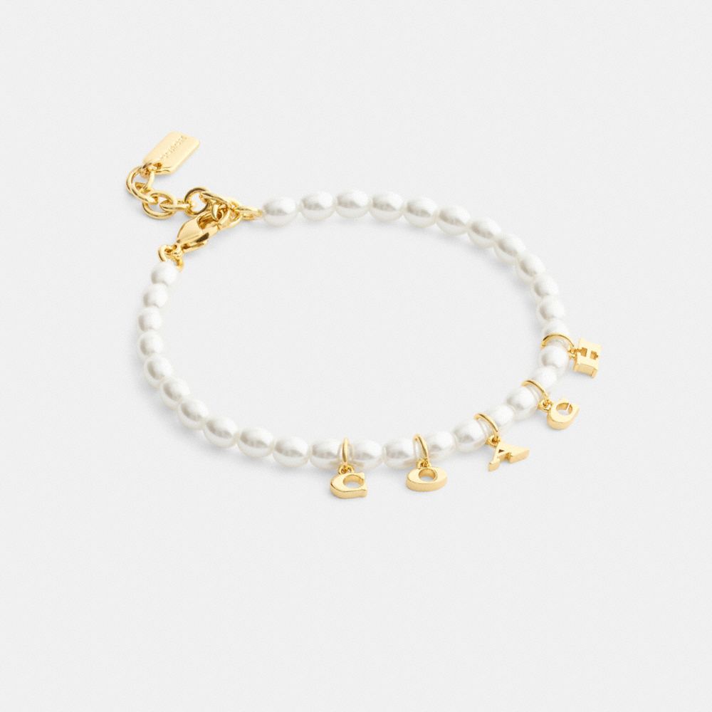 Coach Coach Charms Pearl Bracelet Gold Pearl
