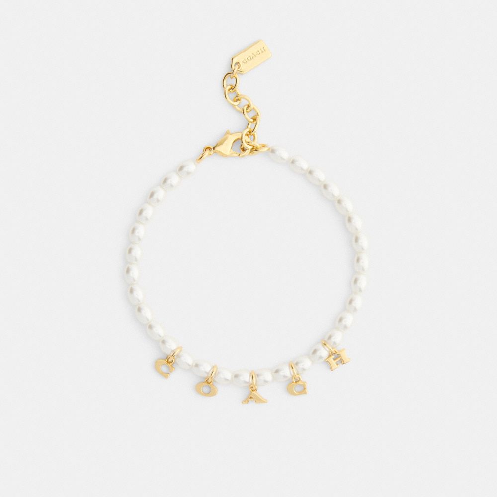 Coach Coach Charms Pearl Bracelet Gold Pearl