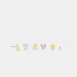 Coach Mini Butterfly And Rexy Stud Earrings Set Gold Silver
