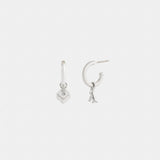Coach Mini Dice And Rexy Charm Hoop Earrings Silver