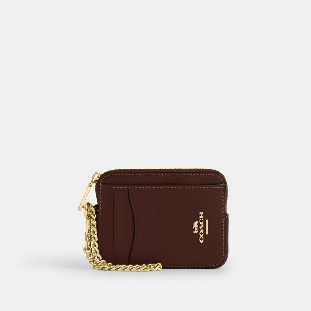 Coach Zip Card Case Gold Maple