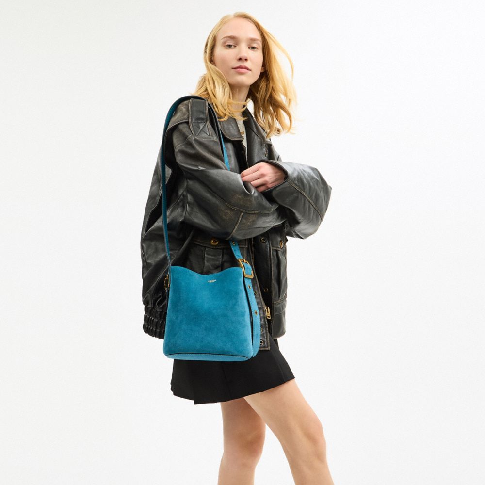 Coach Bleecker Bucket Bag 21 Dark Brass Sea Blue