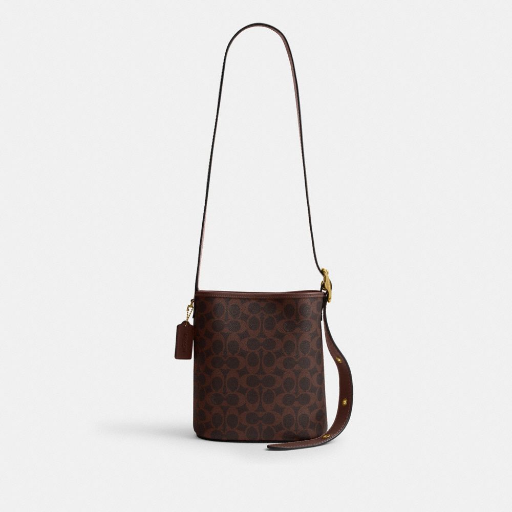 Coach Bleecker Bucket Bag 21 In Signature Canvas Brass Maple