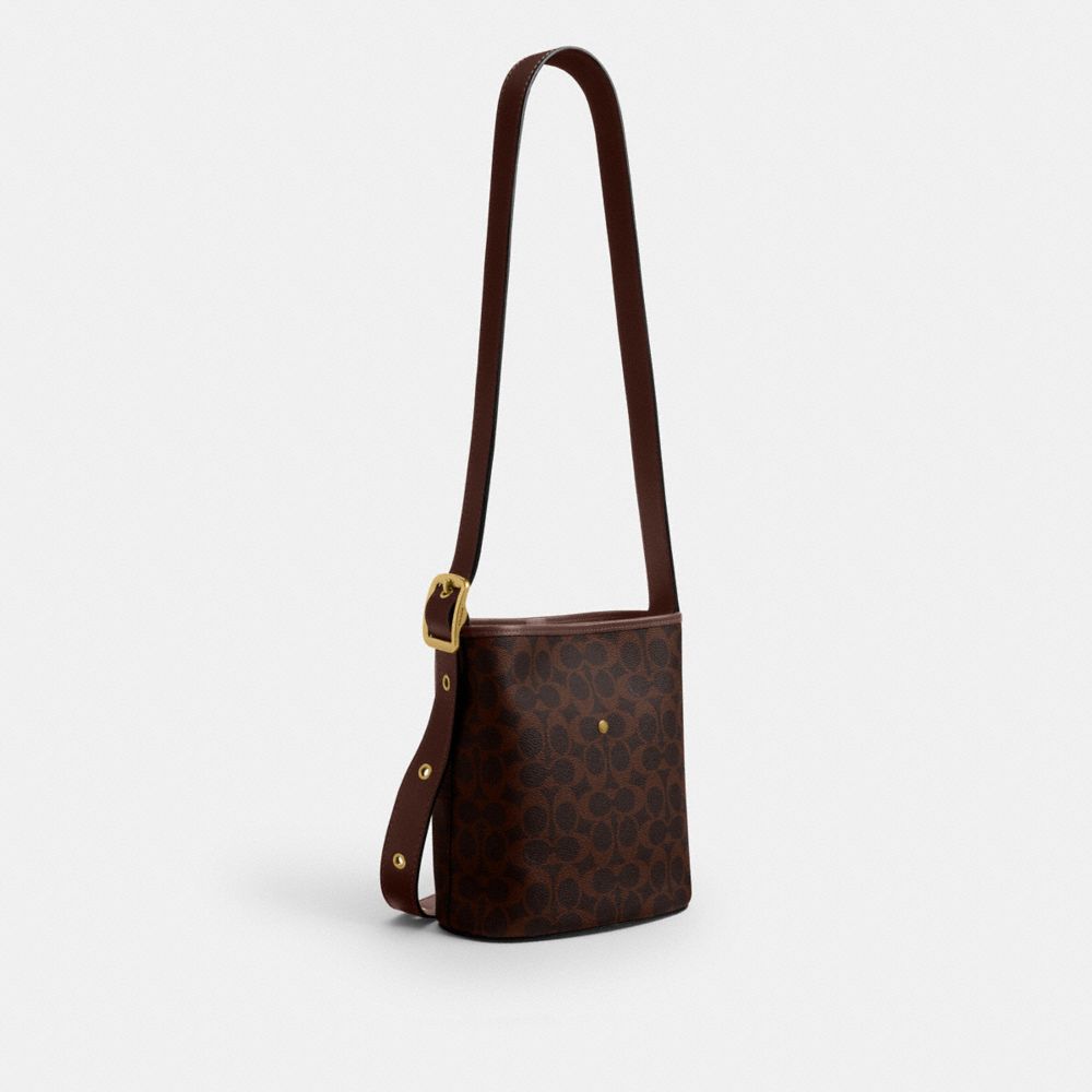 Coach Bleecker Bucket Bag 21 In Signature Canvas Brass Maple