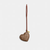 Coach Heart Puffy Bag Charm In Signature Canvas Brass Tan Caramel