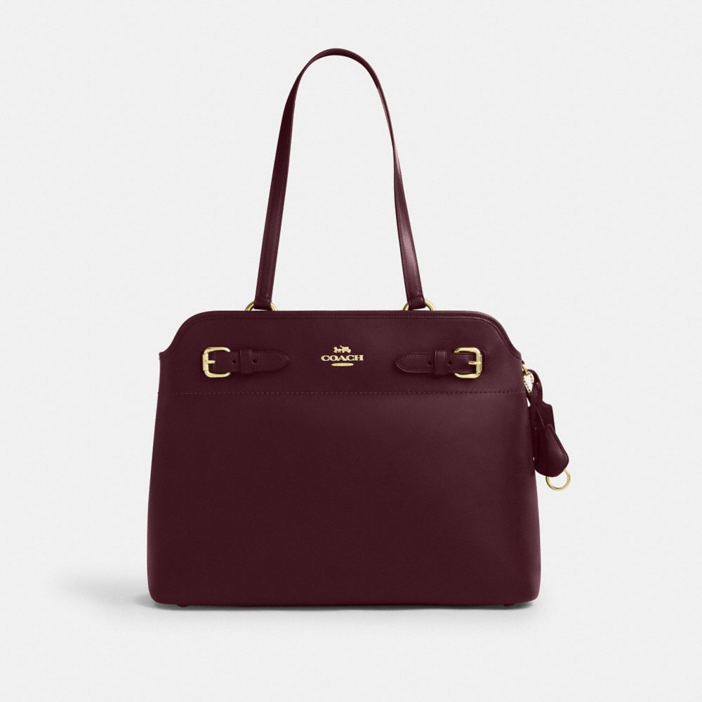 Coach Easton Tote Bag Gold Dark Wine