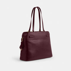 Coach Easton Tote Bag Gold Dark Wine