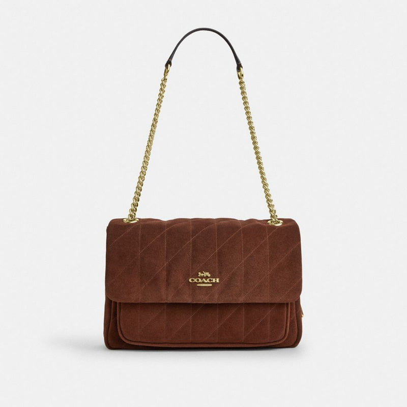 Coach Elodie Crossbody Bag With Quilting Gold Vintage Brown Maple