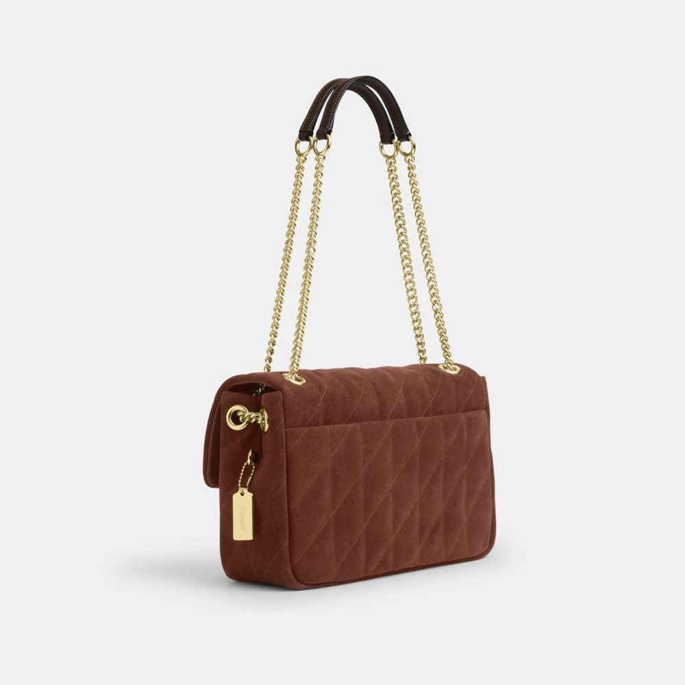 Coach Elodie Crossbody Bag With Quilting Gold Vintage Brown Maple