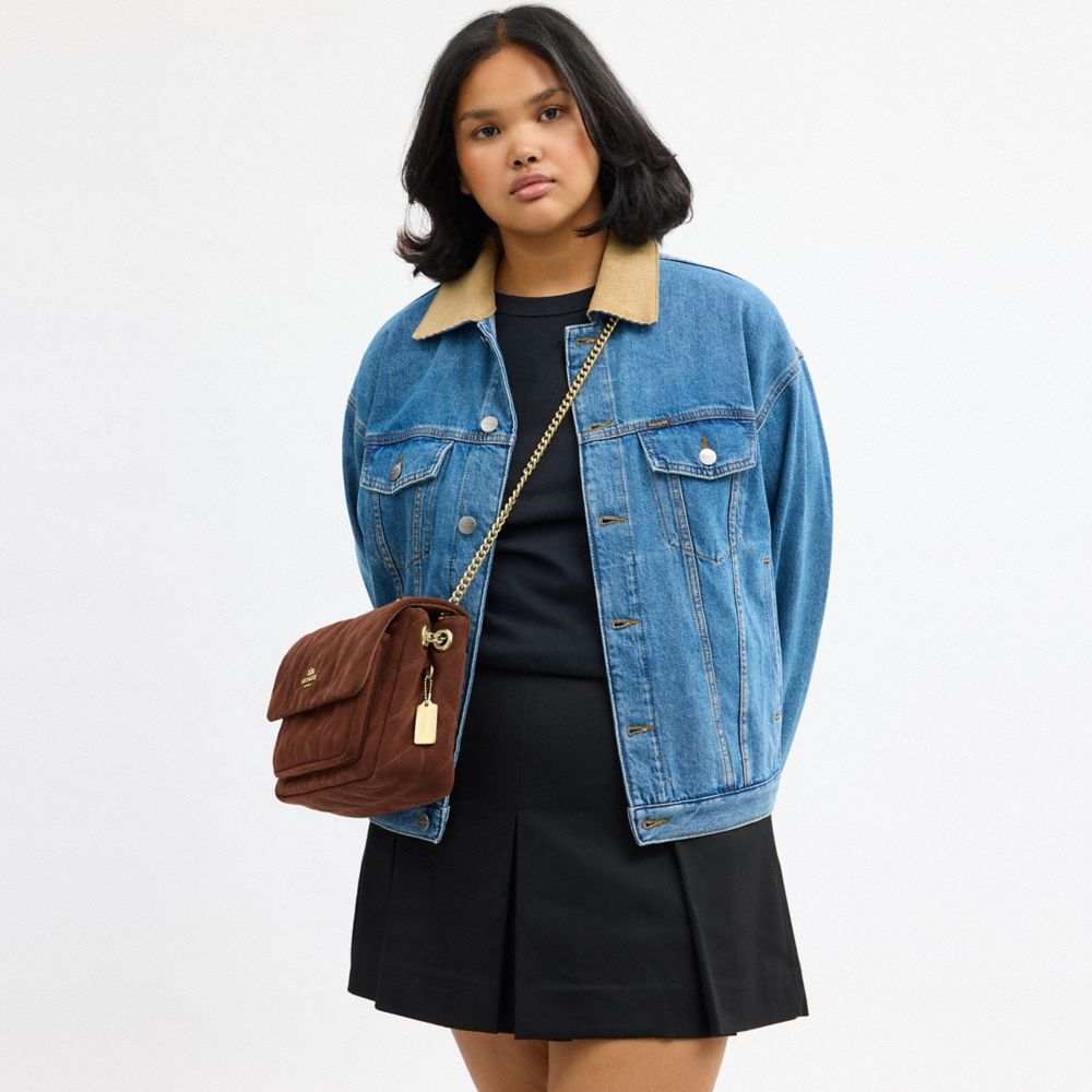 Coach Elodie Crossbody Bag With Quilting Gold Vintage Brown Maple