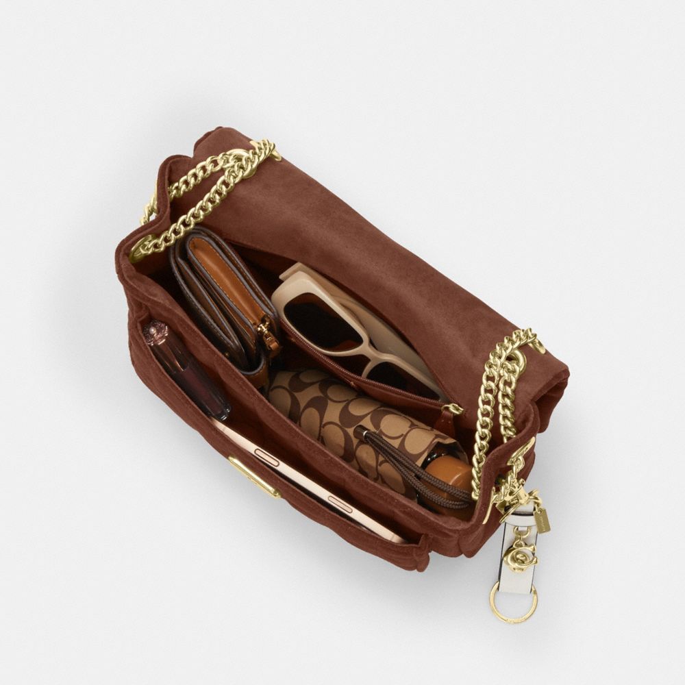 Coach Elodie Crossbody Bag With Quilting Gold Vintage Brown Maple