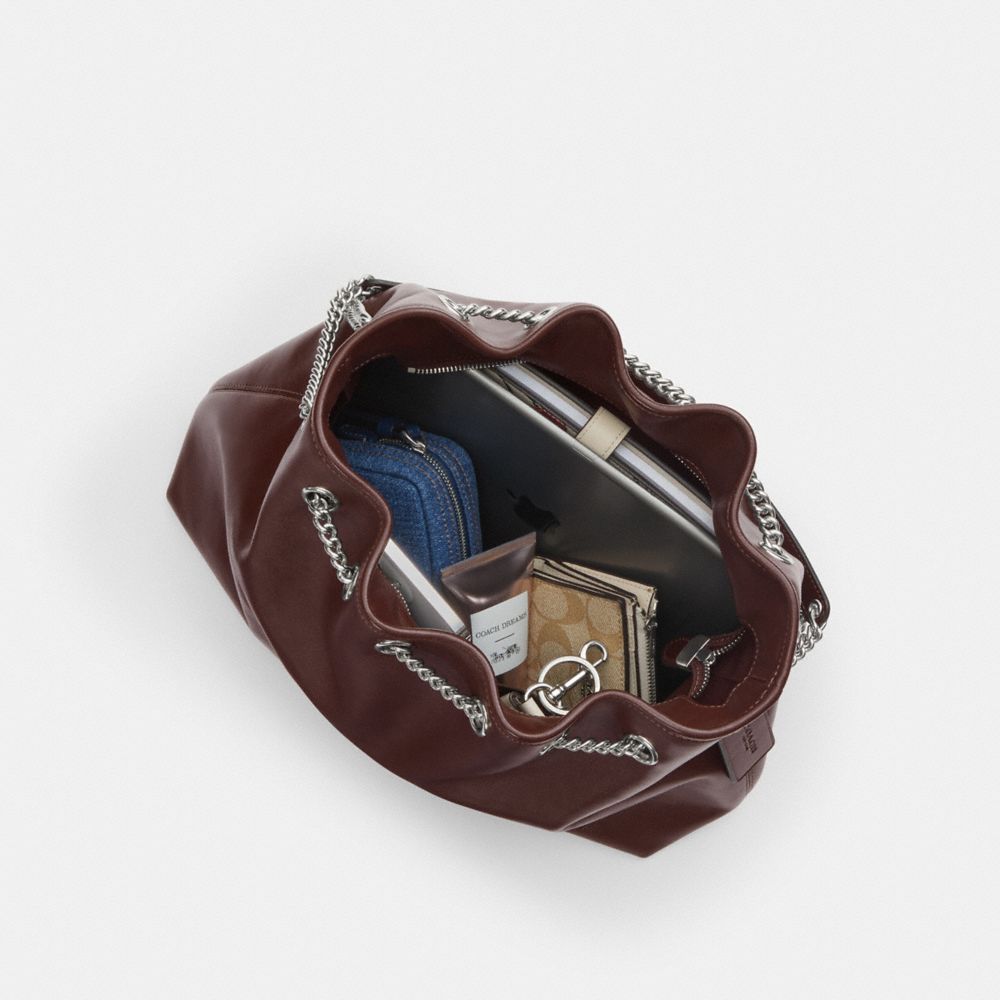 Coach Evelyn Shoulder Bag Silver Maple