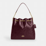 Coach Evelyn Large Shoulder Bag With Quilting Gold Dark Wine
