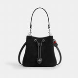 Coach Rowan Bucket Bag With Cherry Charm Silver Black