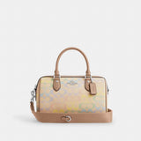 Coach Rowan Satchel Bag In Rainbow Signature Canvas Silver