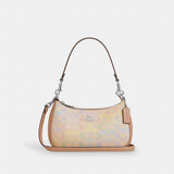 Coach Teri Shoulder Bag In Rainbow Signature Canvas Silver