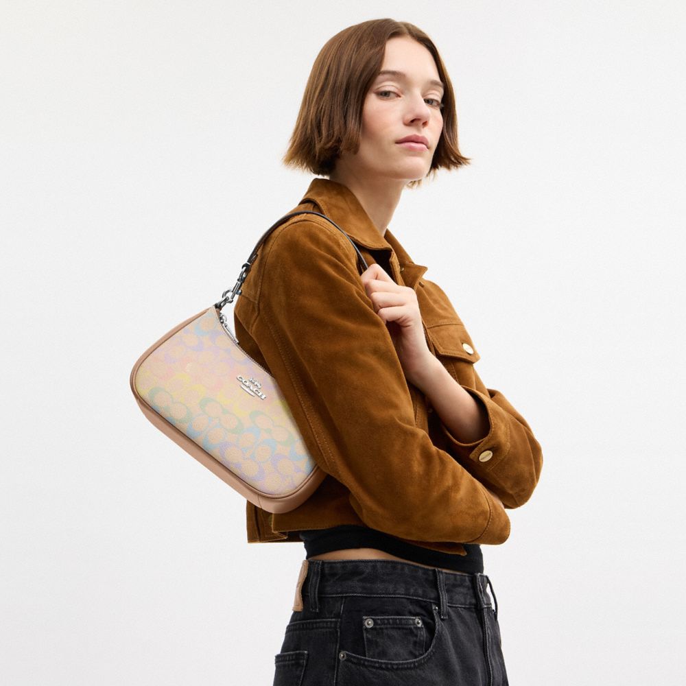 Coach Teri Shoulder Bag In Rainbow Signature Canvas Silver