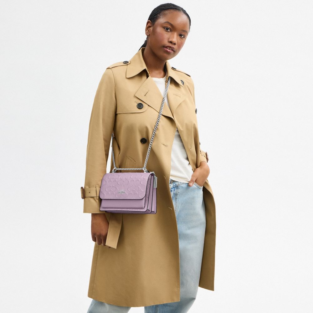 Coach Klare Crossbody Bag In Signature Leather Silver Light Violet