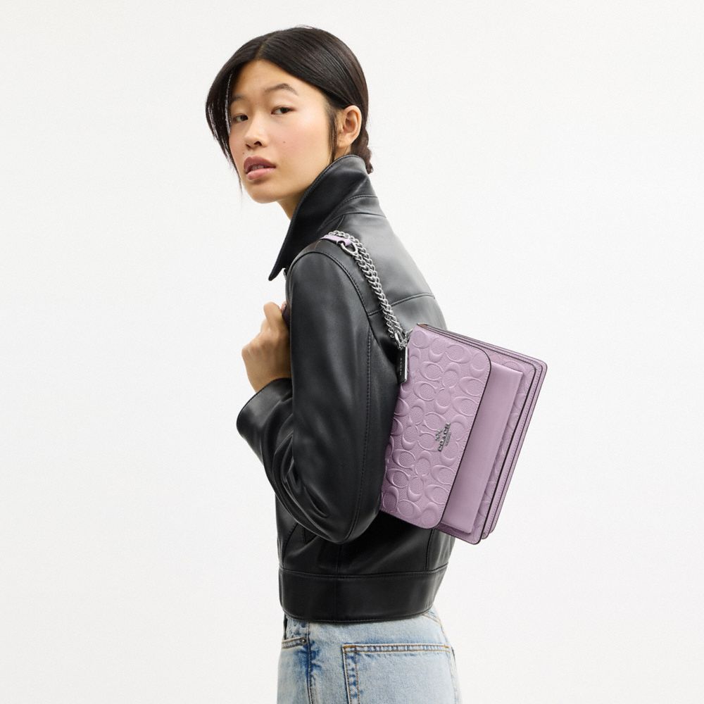 Coach Klare Crossbody Bag In Signature Leather Silver Light Violet