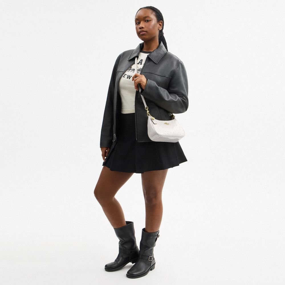 Coach Teri Shoulder Bag In Signature Leather With Heart Charm Gold Chalk