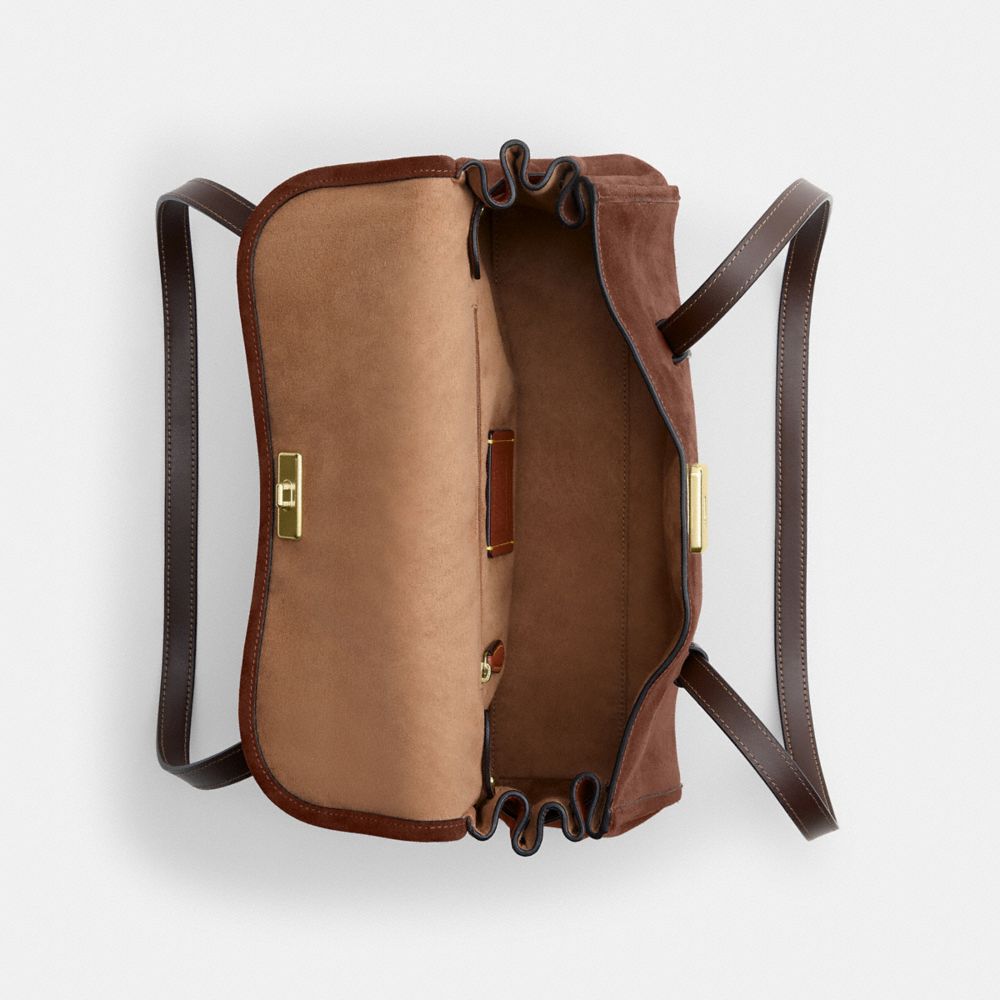 Coach Bridget Flap Shoulder Bag Gold Vintage Brown Maple