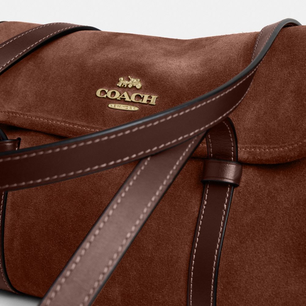 Coach Bridget Flap Shoulder Bag Gold Vintage Brown Maple