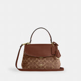 Coach Emory Top Handle Bag In Signature Chenille Gold Light Khaki Vintage Brown