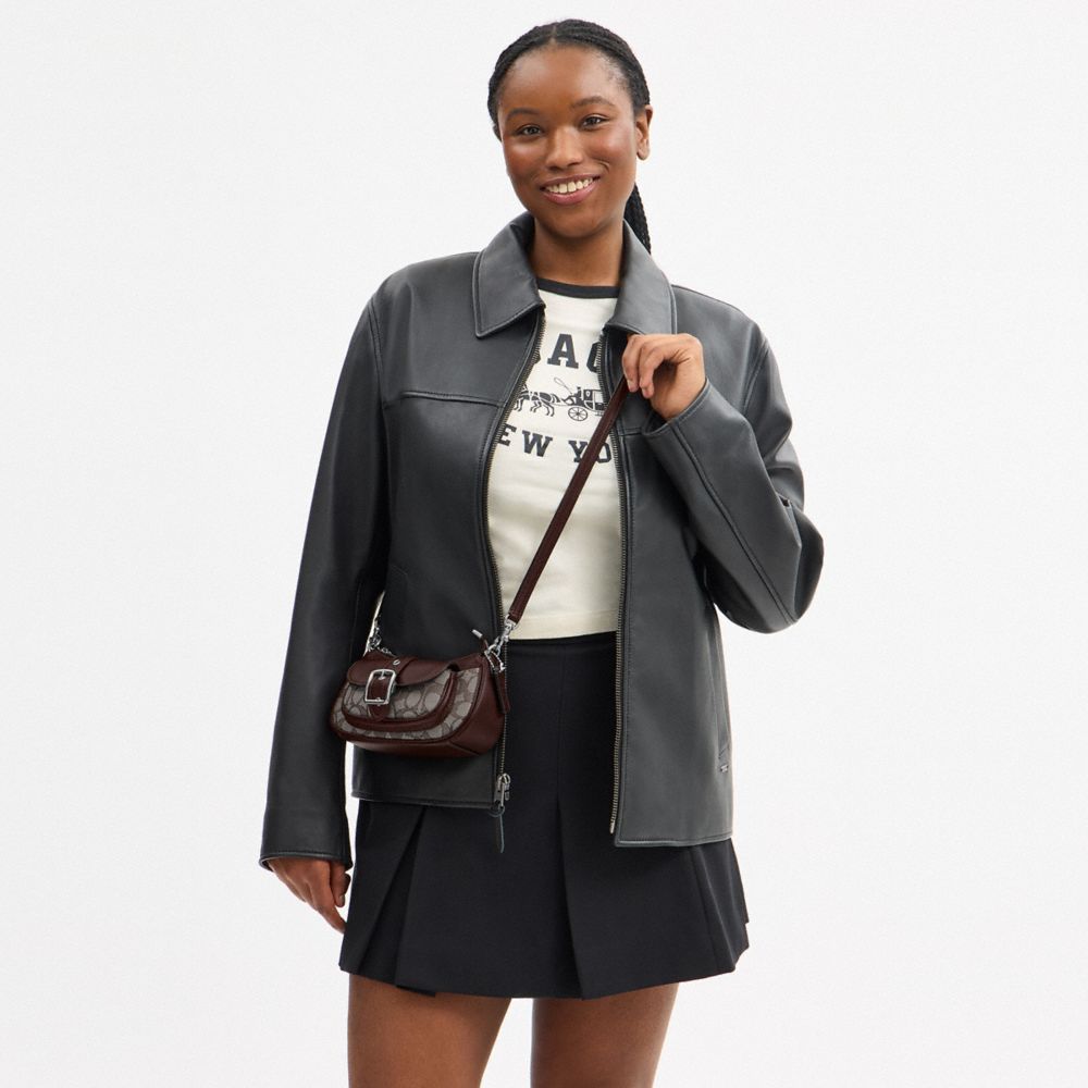 Coach Ashton Mini Shoulder Bag In Signature Jacquard Silver