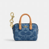 Coach Mini Rowan Bag Charm In Signature Denim Gold Indigo