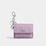 Coach Klare Bag Charm In Signature Leather With Heart Charm Silver Light Violet