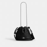 Coach Faye Mini Drawstring Bag Silver Black