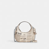 Coach Carmen Mini Crossbody Bag With Newspaper Print Silver Chalk Multi