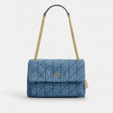 Coach Elodie Crossbody Bag In Regenerative Cotton With Quilting Gold Indigo