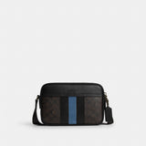 Coach Graham Crossbody Bag In Signature Canvas With Varsity Stripe Gunmetal